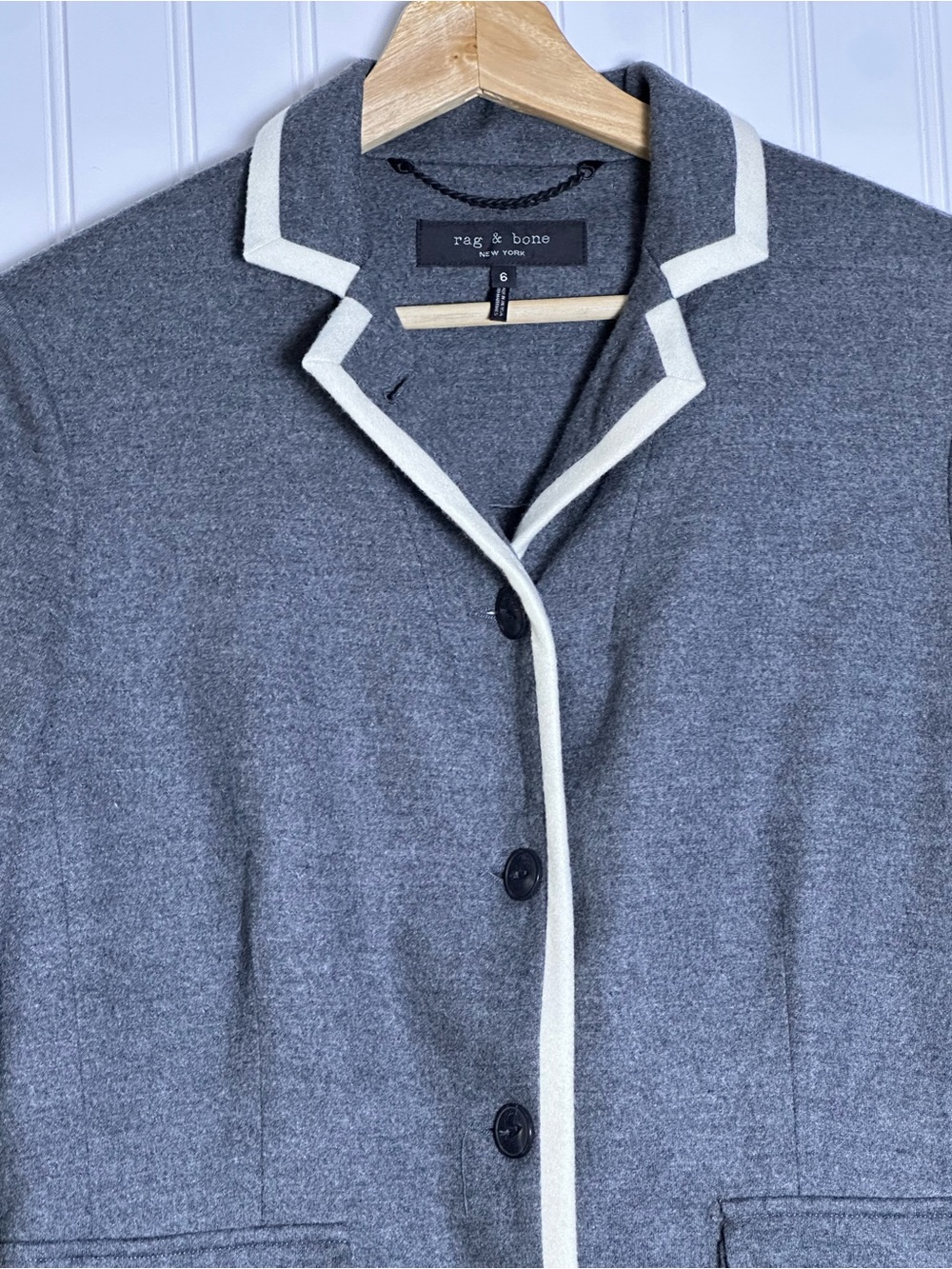 Rag & Bone Uni Wool Knit Blazer Button-Front 100% Wool unlined patch pockets 6 - Picture 5 of 11